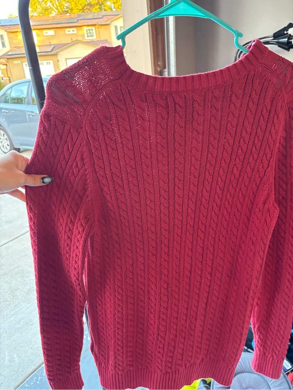 Amazon Essentials Cable Knit Crewneck Sweater - Raspberry - Picture 2 of 3